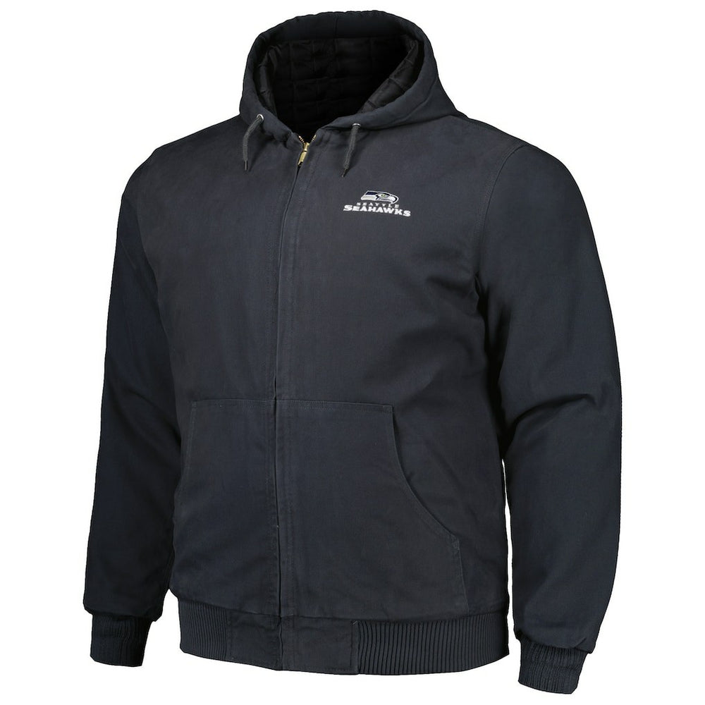 Seattle Seahawks Dunbrooke Big & Tall Dakota Canvas Hoodie Full-Zip Jacket Charcoal