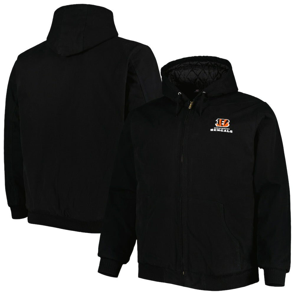 Cincinnati Bengals Dunbrooke Big & Tall Dakota Canvas Hoodie Full-Zip Jacket Black