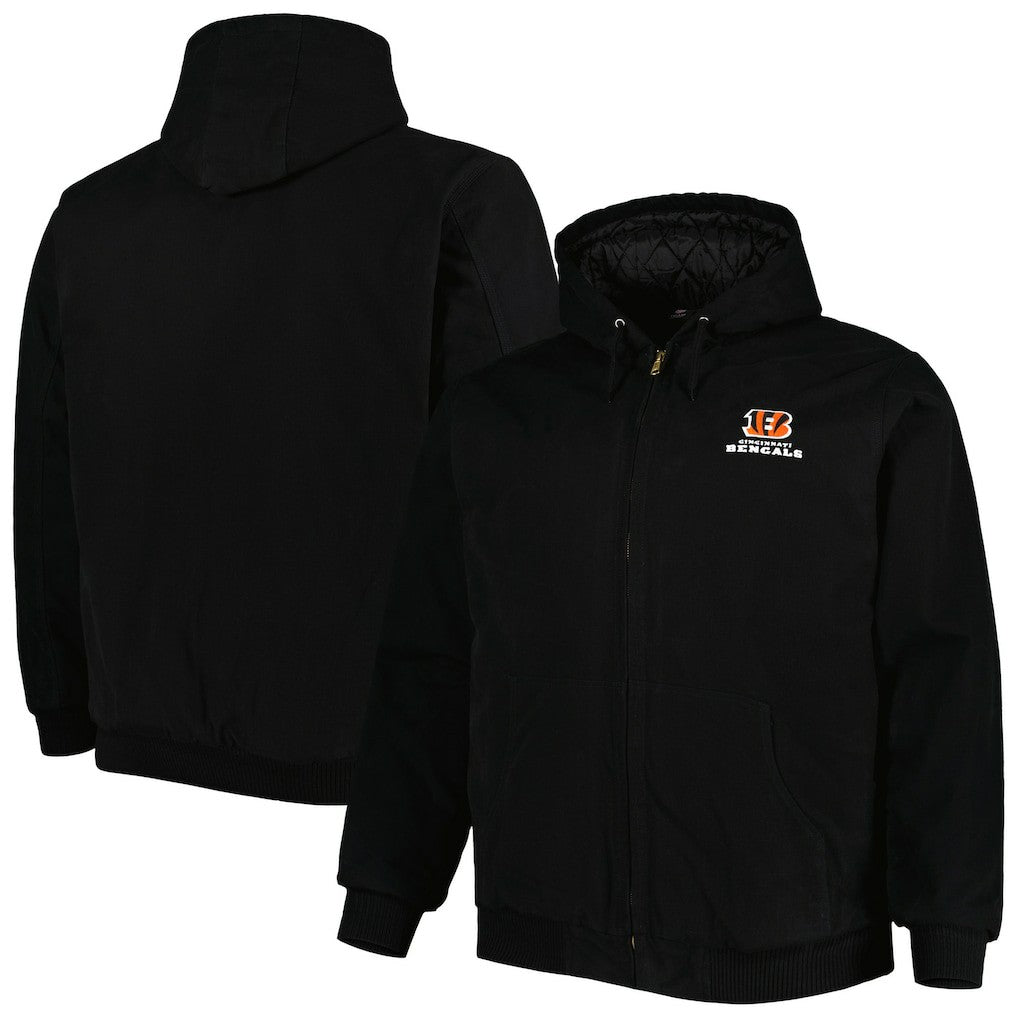Cincinnati Bengals Dunbrooke Big & Tall Dakota Canvas Hoodie Full-Zip Jacket Black