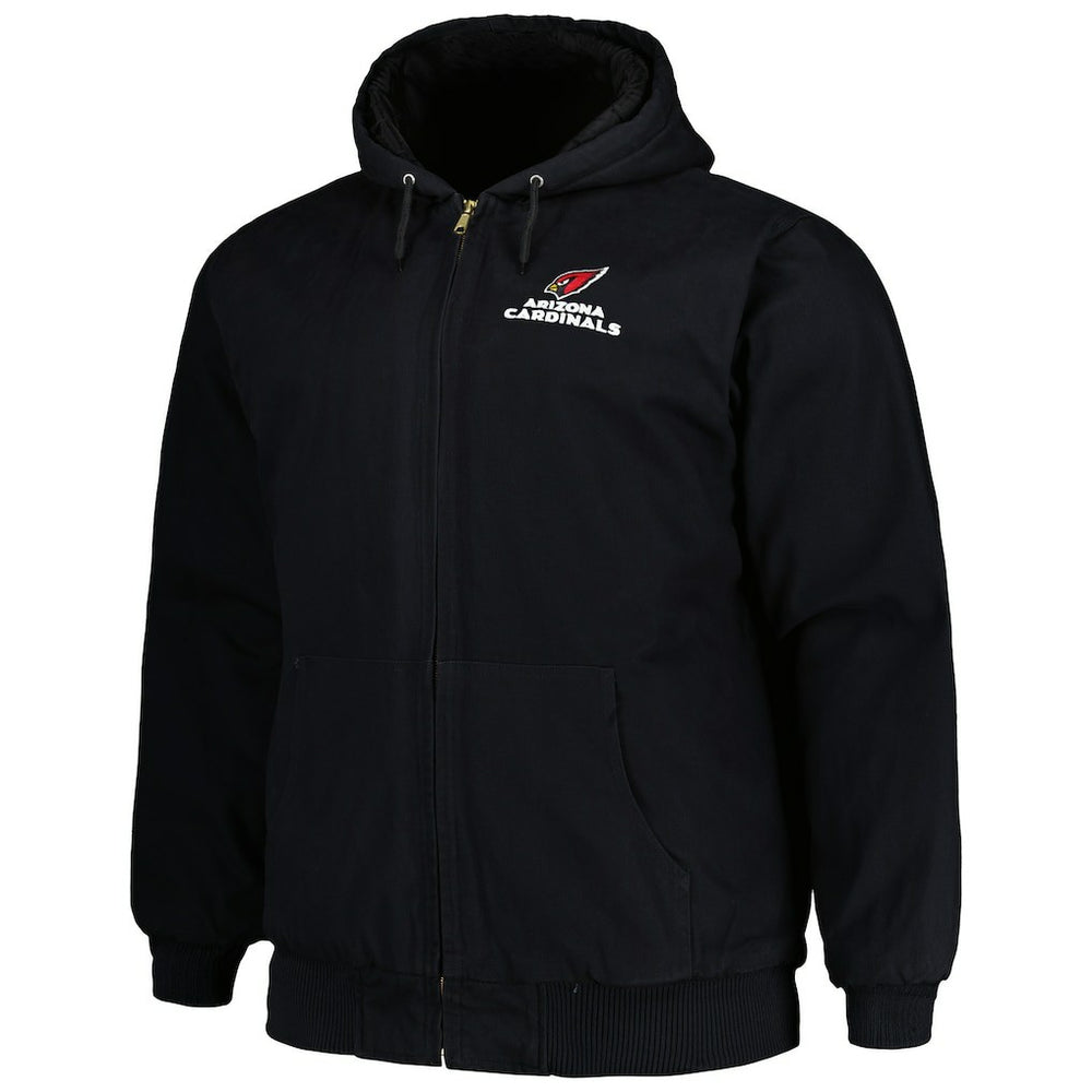 Arizona Cardinals Dunbrooke Big & Tall Dakota Canvas Hoodie Full-Zip Jacket Black