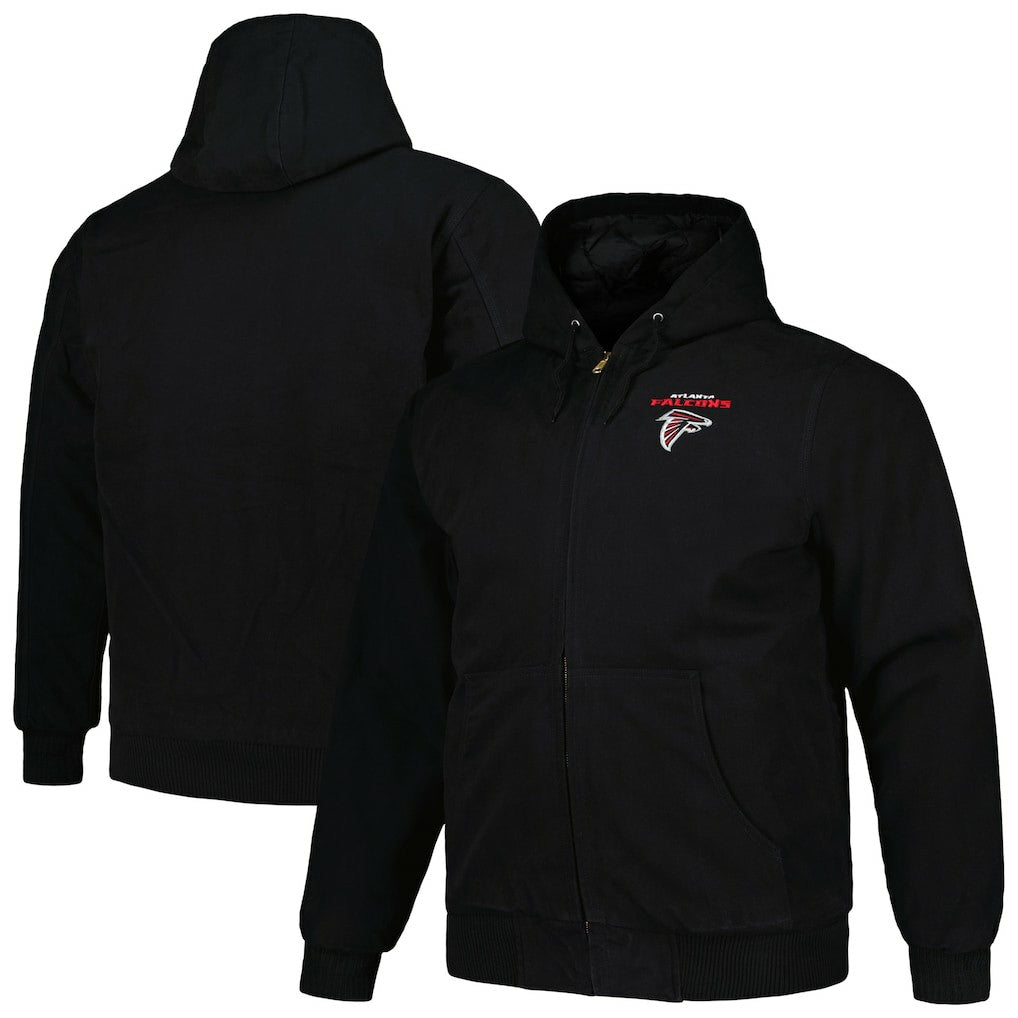 Atlanta Falcons Dunbrooke Big & Tall Dakota Canvas Hoodie Full-Zip Jacket Black