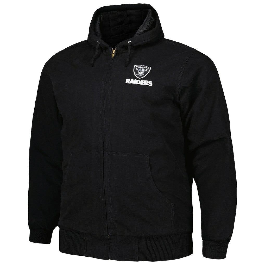 Las Vegas Raiders Dunbrooke Big & Tall Dakota Canvas Hoodie Full-Zip Jacket Black