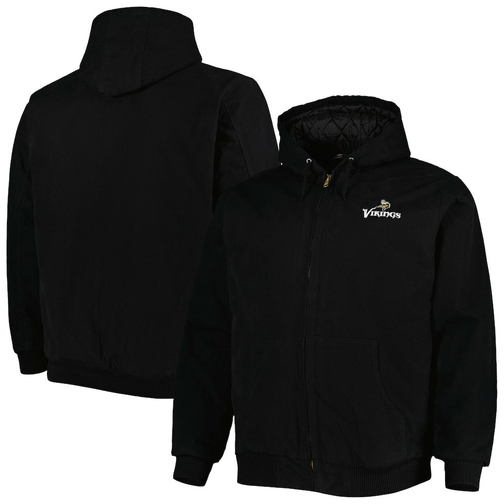 Minnesota Vikings Dunbrooke Big & Tall Dakota Canvas Hoodie Full-Zip Jacket Black