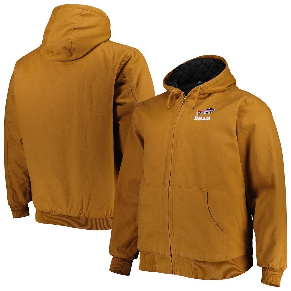 Buffalo Bills Dunbrooke Big & Tall Dakota Canvas Hoodie Full-Zip Jacket Tan