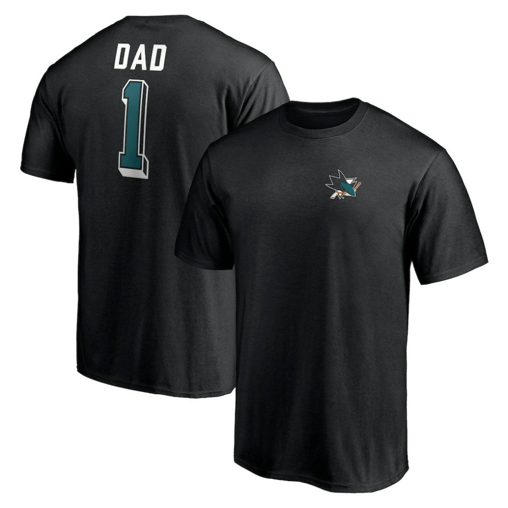 NHL San Jose Sharks Number One Dad Logo T-Shirt - Black