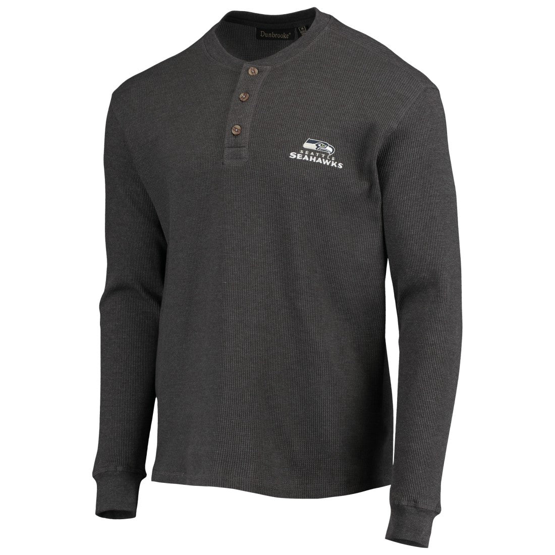 Seattle Seahawks Dunbrooke Logo Maverick Thermal Henley Long Sleeve T-Shirt Heathered Gray