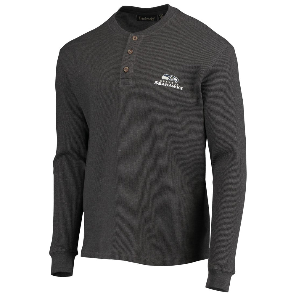 Seattle Seahawks Dunbrooke Logo Maverick Thermal Henley Long Sleeve T-Shirt Heathered Gray