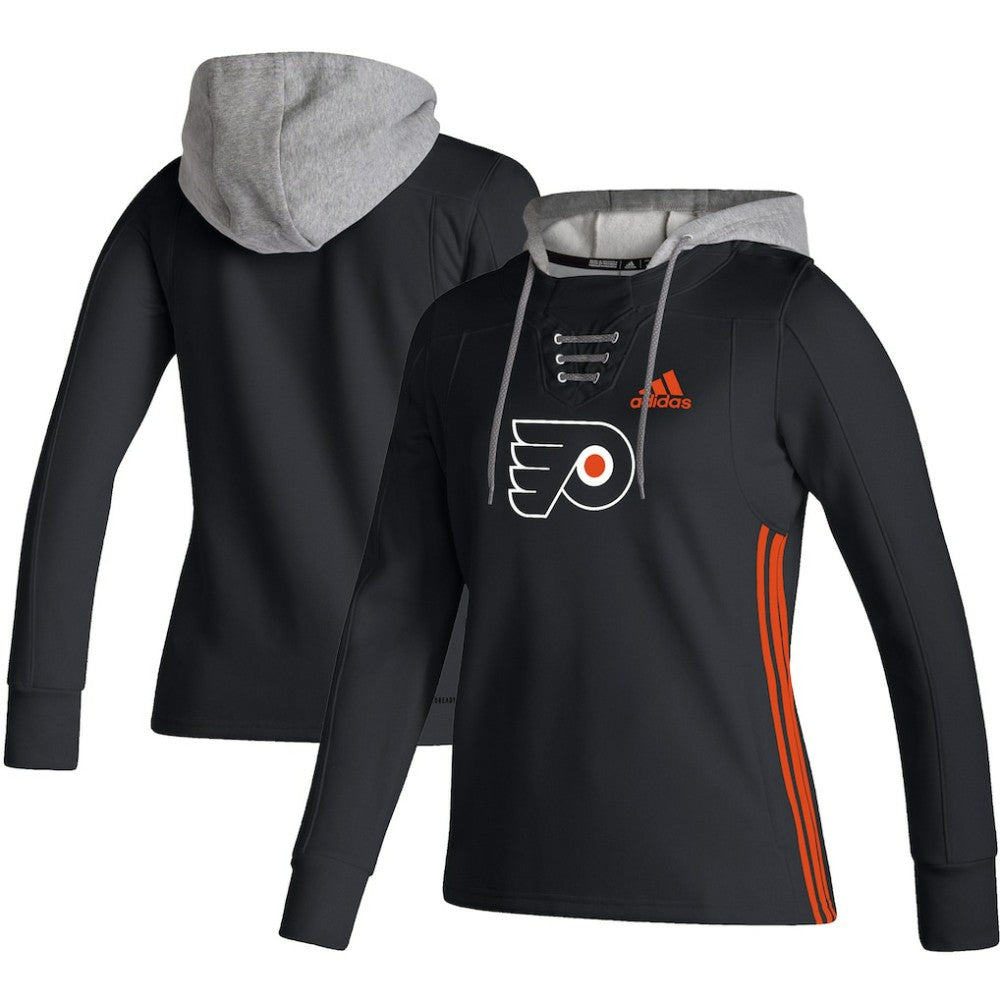 NHL Philadelphia Flyers adidas Women's Skate Lace AEROREADY Pullover Hoodie - Black