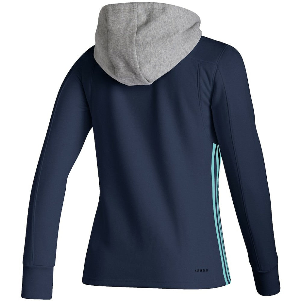 NHL Seattle Kraken adidas Women's Skate Lace AEROREADY Pullover Hoodie - Deep Sea Blue