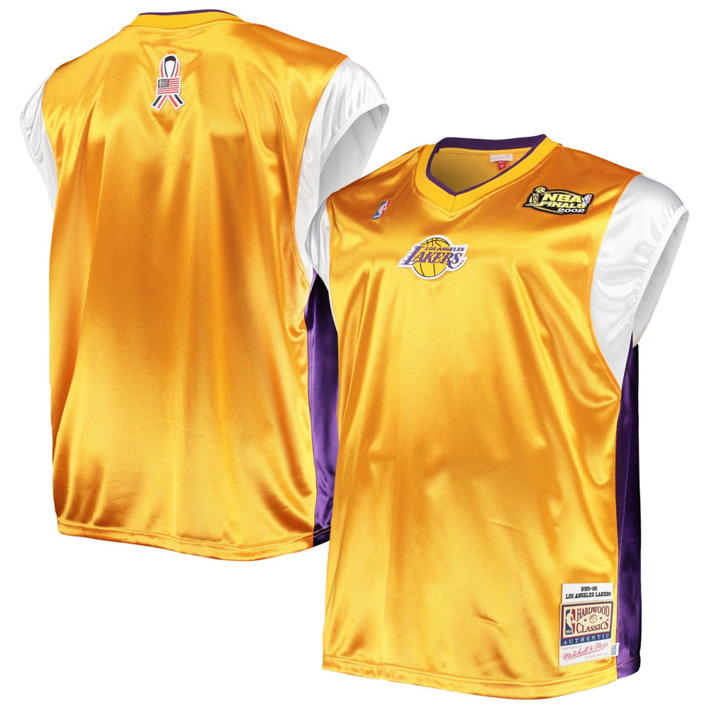 Los Angeles Lakers Hardwood Classics Big & Tall On-Court Shooting V-Neck Shirt Gold/Purple