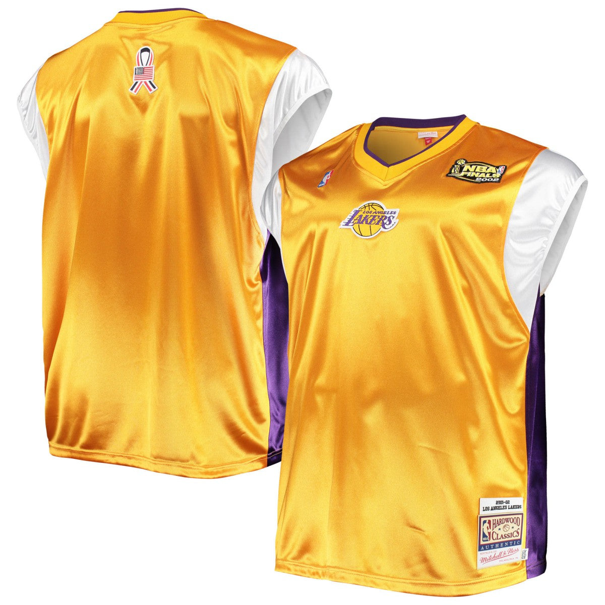Los Angeles Lakers Hardwood Classics Big & Tall On-Court Shooting V-Neck Shirt Gold/Purple