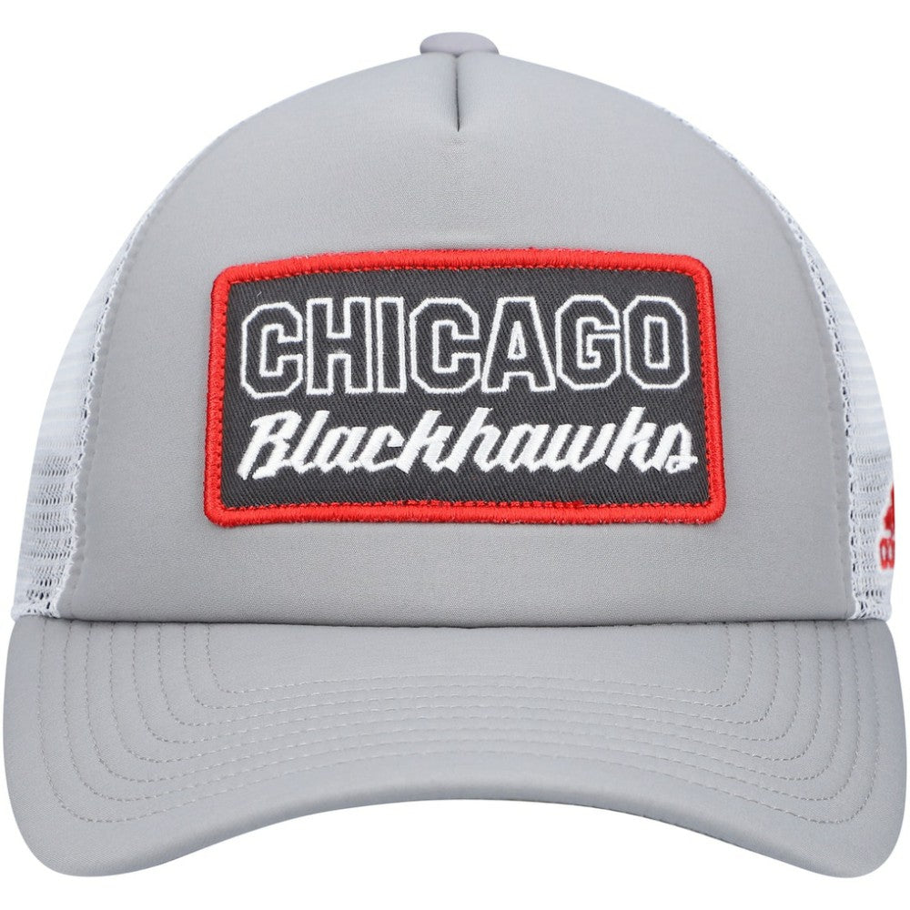 NHL Chicago Blackhawks adidas Locker Room Foam Trucker Snapback Hat - Gray/White
