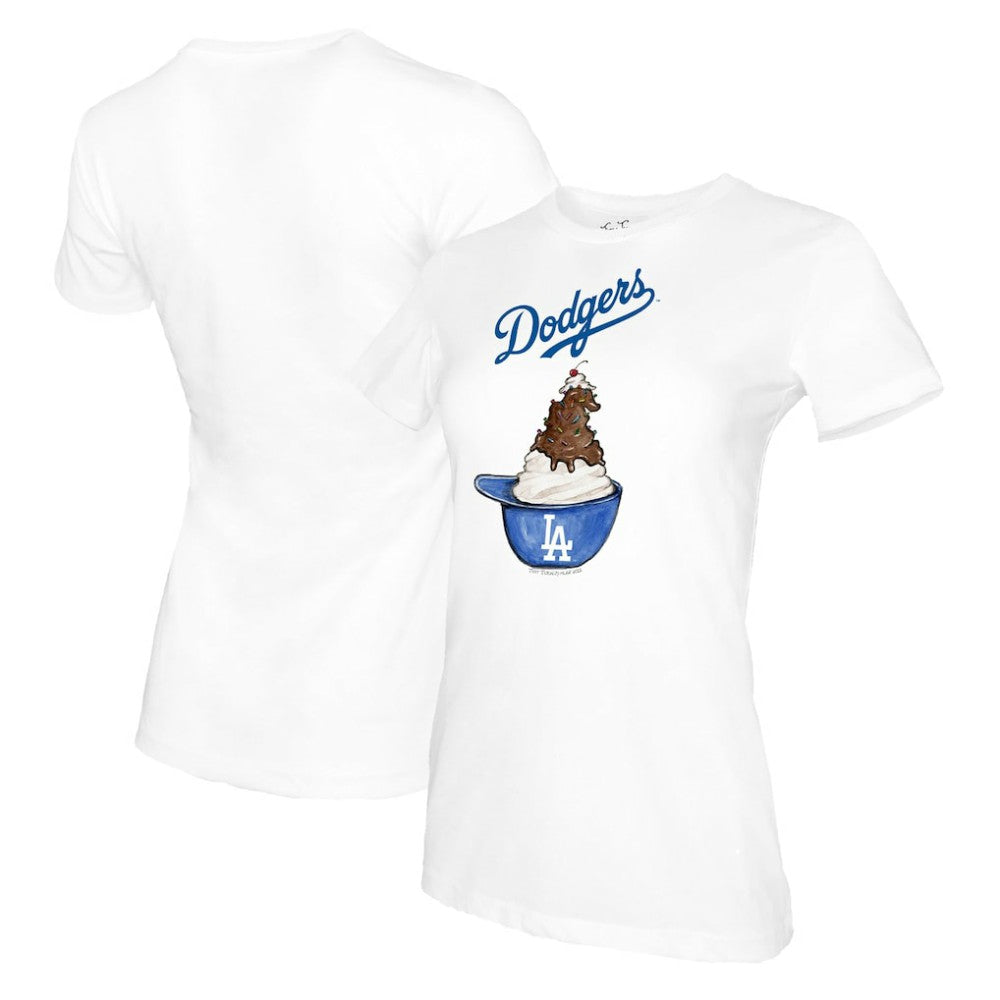 Los Angeles Dodgers Tiny Turnip Women's Sundae Helmet T-Shirt - White T-shirts