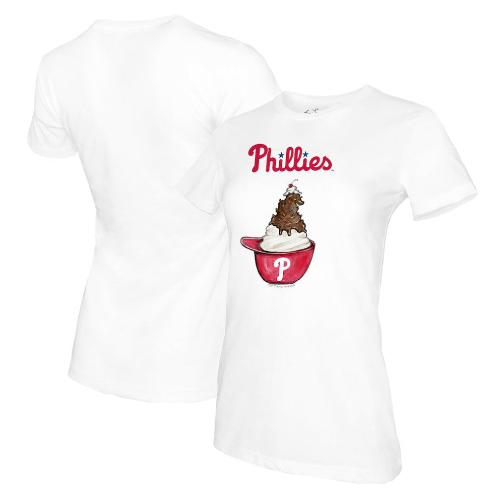 Philadelphia Phillies Tiny Turnip Women's Sundae Helmet T-Shirt - White T-shirts
