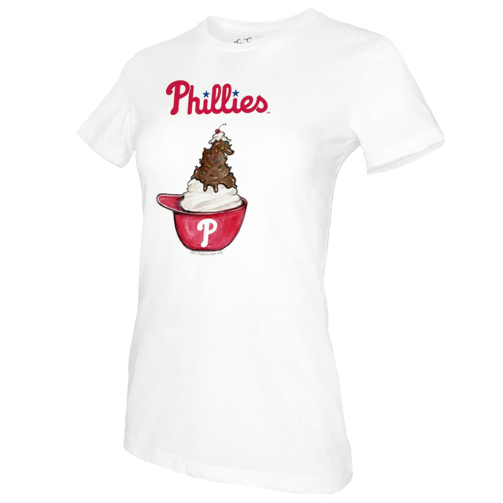 Philadelphia Phillies Tiny Turnip Women's Sundae Helmet T-Shirt - White T-shirts