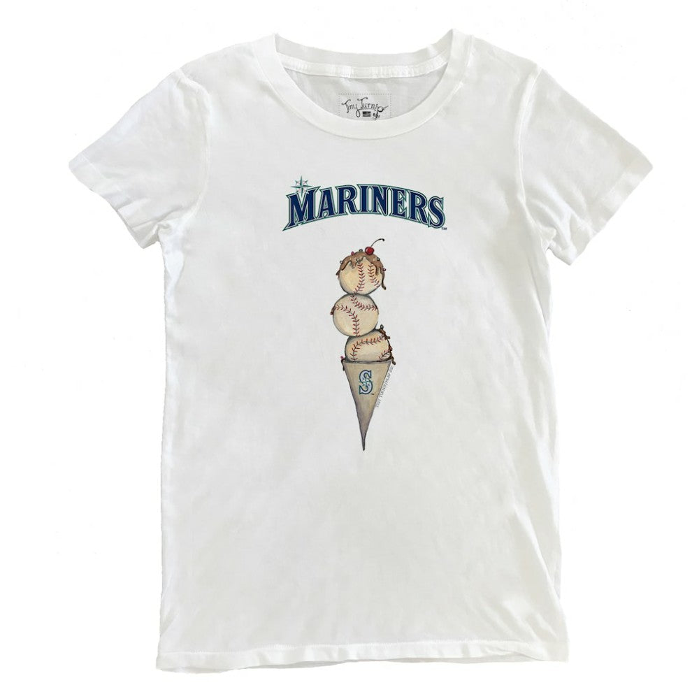 Seattle Mariners Tiny Turnip Women's Triple Scoop T-Shirt - White T-shirts