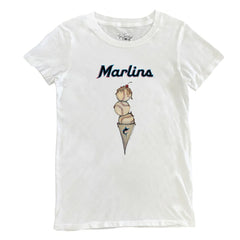Miami Marlins Tiny Turnip Women's Triple Scoop T-Shirt - White T-shirts