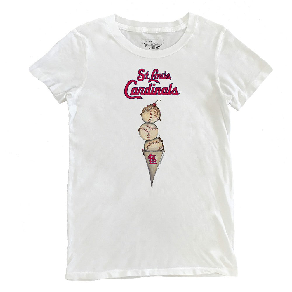 St. Louis Cardinals Tiny Turnip Women's Triple Scoop T-Shirt - White T-shirts