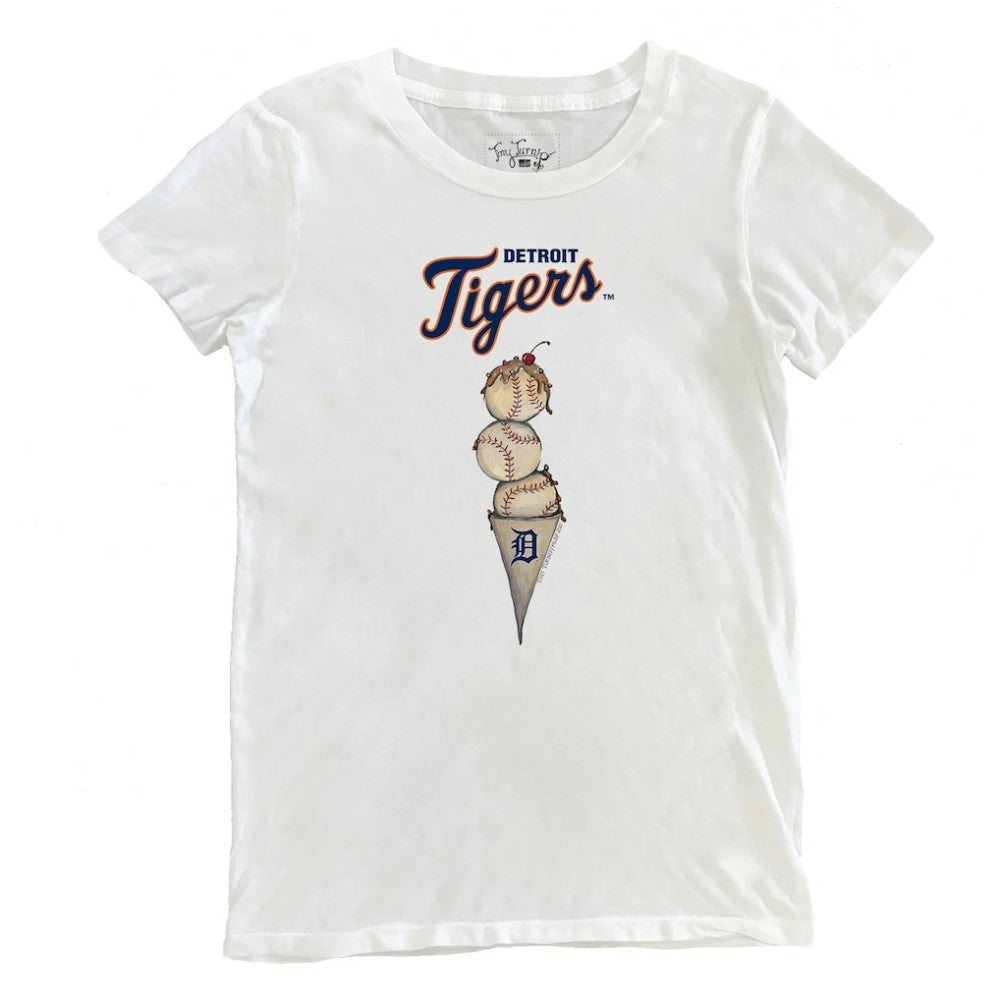 Detroit Tigers Tiny Turnip Women's Triple Scoop T-Shirt - White T-shirts
