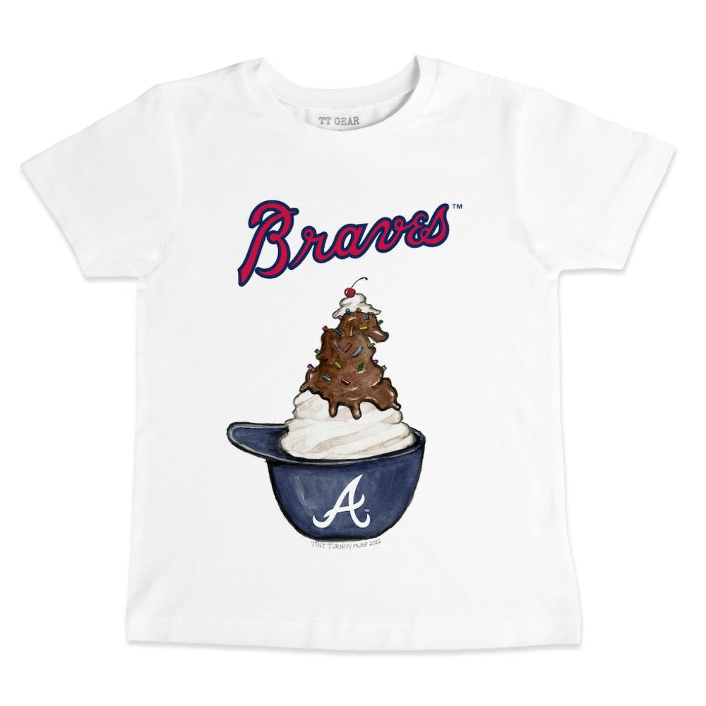 Atlanta Braves Tiny Turnip Youth Sundae Helmet T-Shirt - White T-shirts