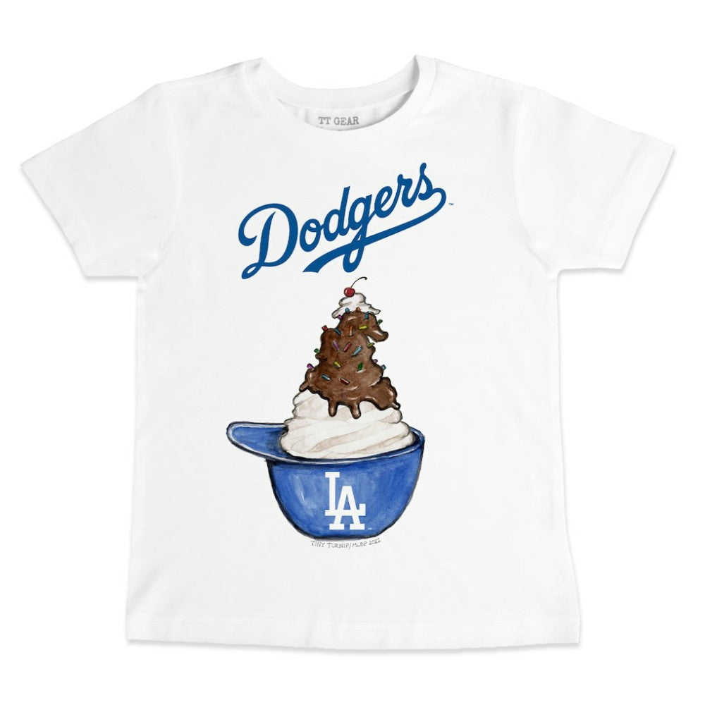 Los Angeles Dodgers Tiny Turnip Youth Sundae Helmet T-Shirt - White T-shirts