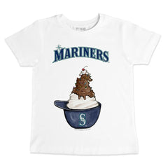 Seattle Mariners Tiny Turnip Youth Sundae Helmet T-Shirt - White T-shirts