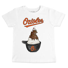 Baltimore Orioles Tiny Turnip Youth Sundae Helmet T-Shirt - White T-shirts