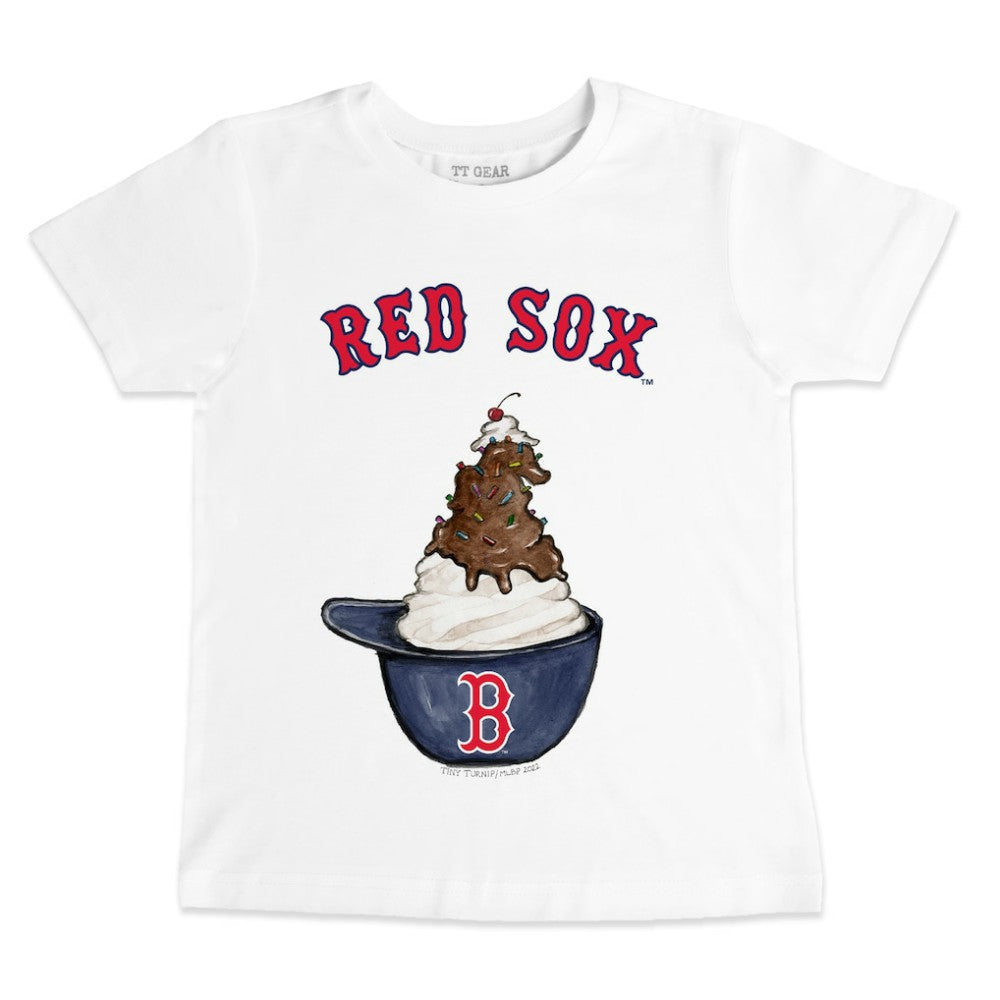 Boston Red Sox Tiny Turnip Youth Sundae Helmet T-Shirt - White T-shirts