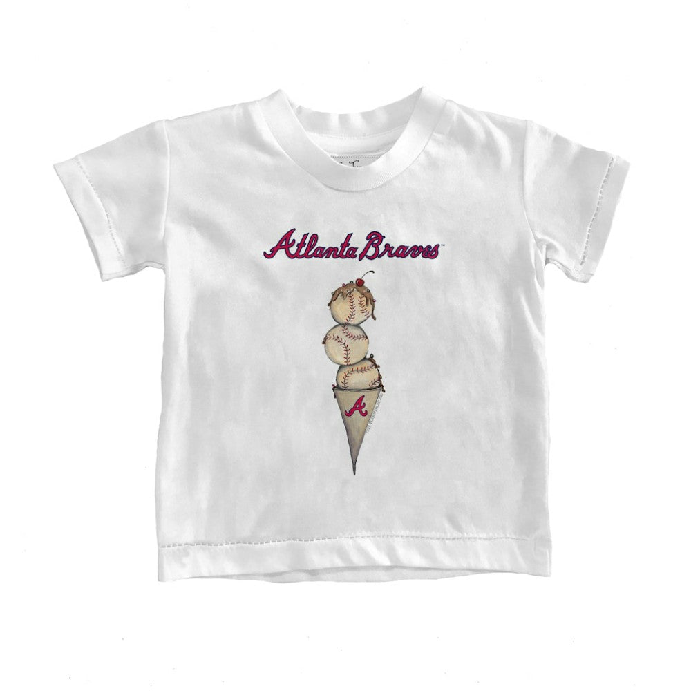 Atlanta Braves Tiny Turnip Youth Triple Scoop T-Shirt - White T-shirts