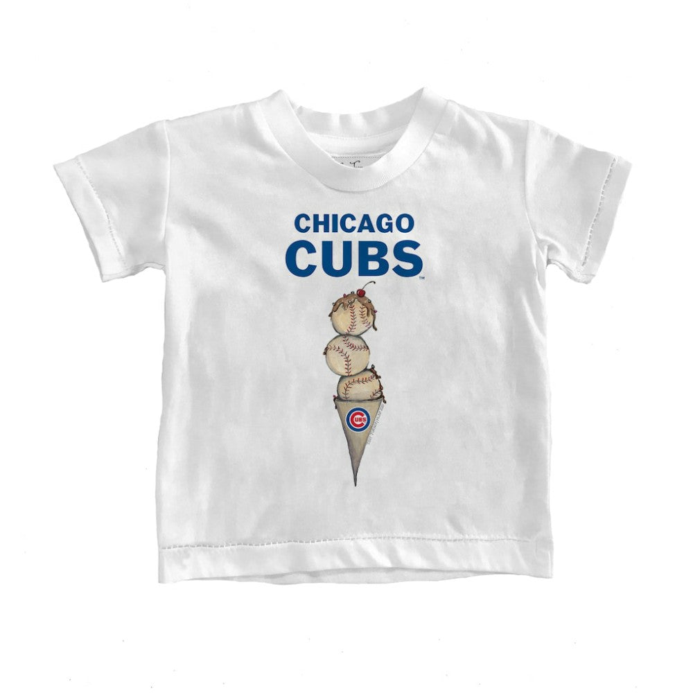 Chicago Cubs Tiny Turnip Youth Triple Scoop T-Shirt - White T-shirts