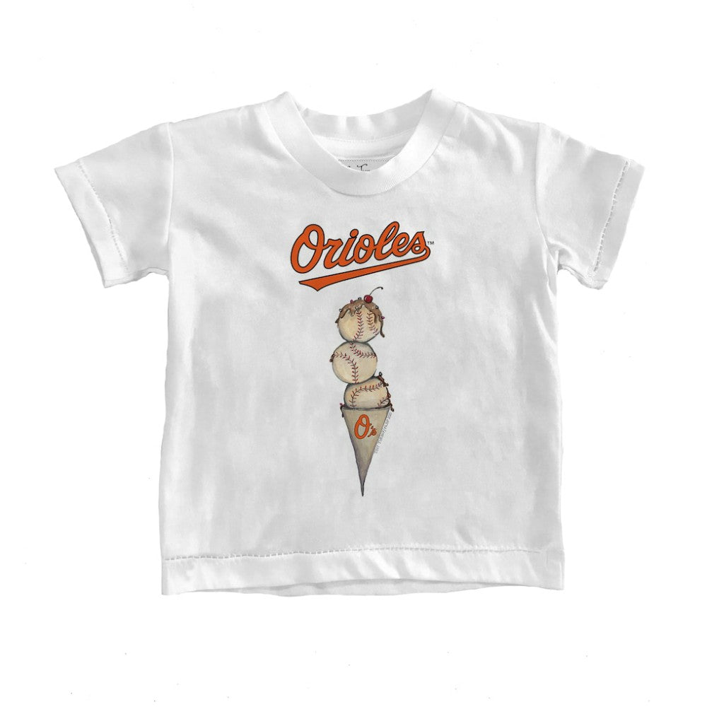 Baltimore Orioles Tiny Turnip Youth Triple Scoop T-Shirt - White T-shirts
