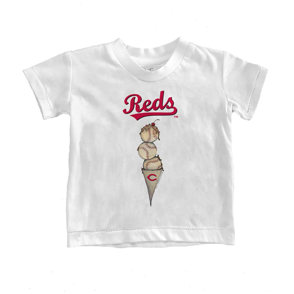Cincinnati Reds Tiny Turnip Youth Triple Scoop T-Shirt - White T-shirts