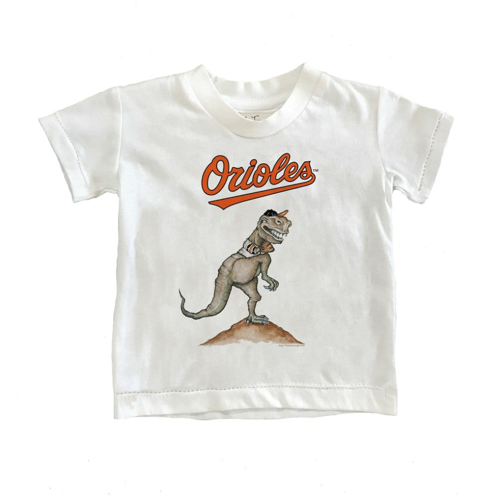 Baltimore Orioles Tiny Turnip Youth TT Rex T-Shirt - White T-shirts