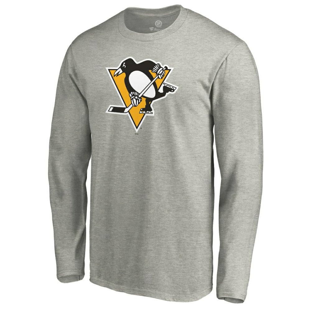 NHL Pittsburgh Penguins Primary Logo Long Sleeve T-Shirt - Heather Gray