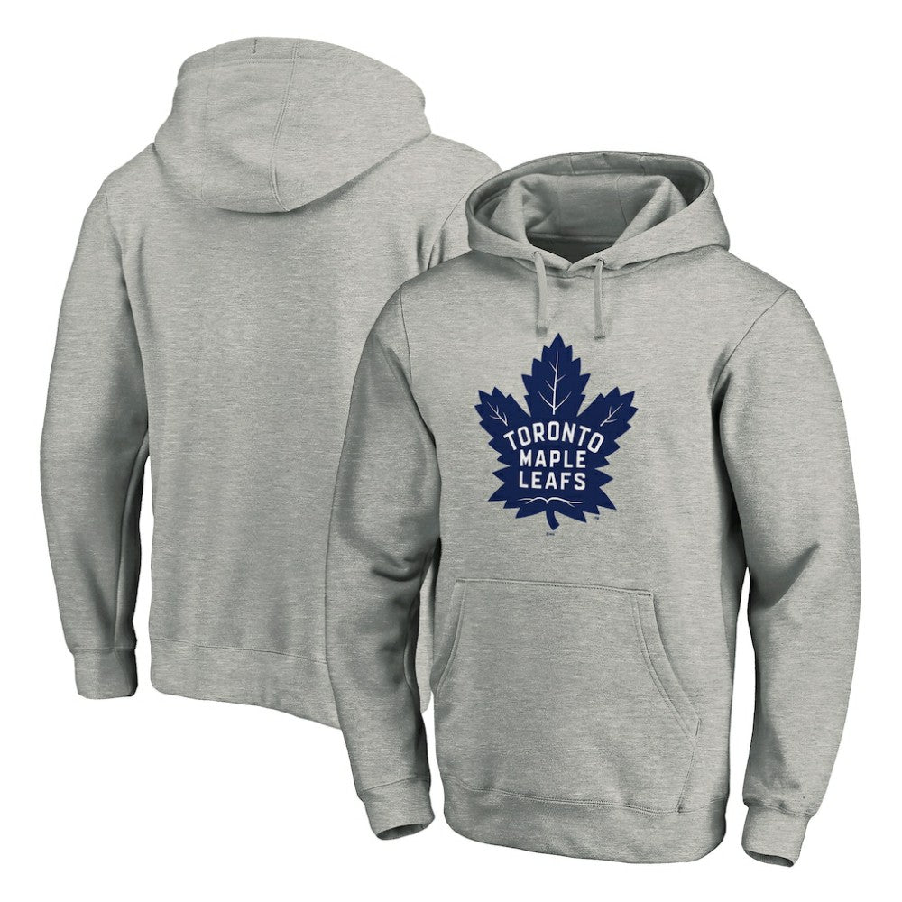 NHL Toronto Maple Leafs Primary Team Logo Fleece Fitted Pullover Hoodie - Heather Gray