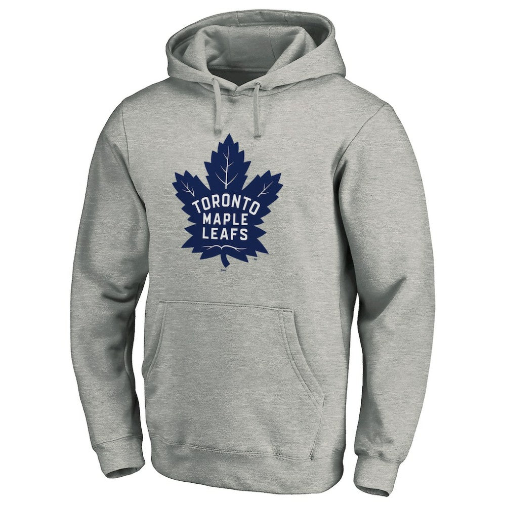 NHL Toronto Maple Leafs Primary Team Logo Fleece Fitted Pullover Hoodie - Heather Gray