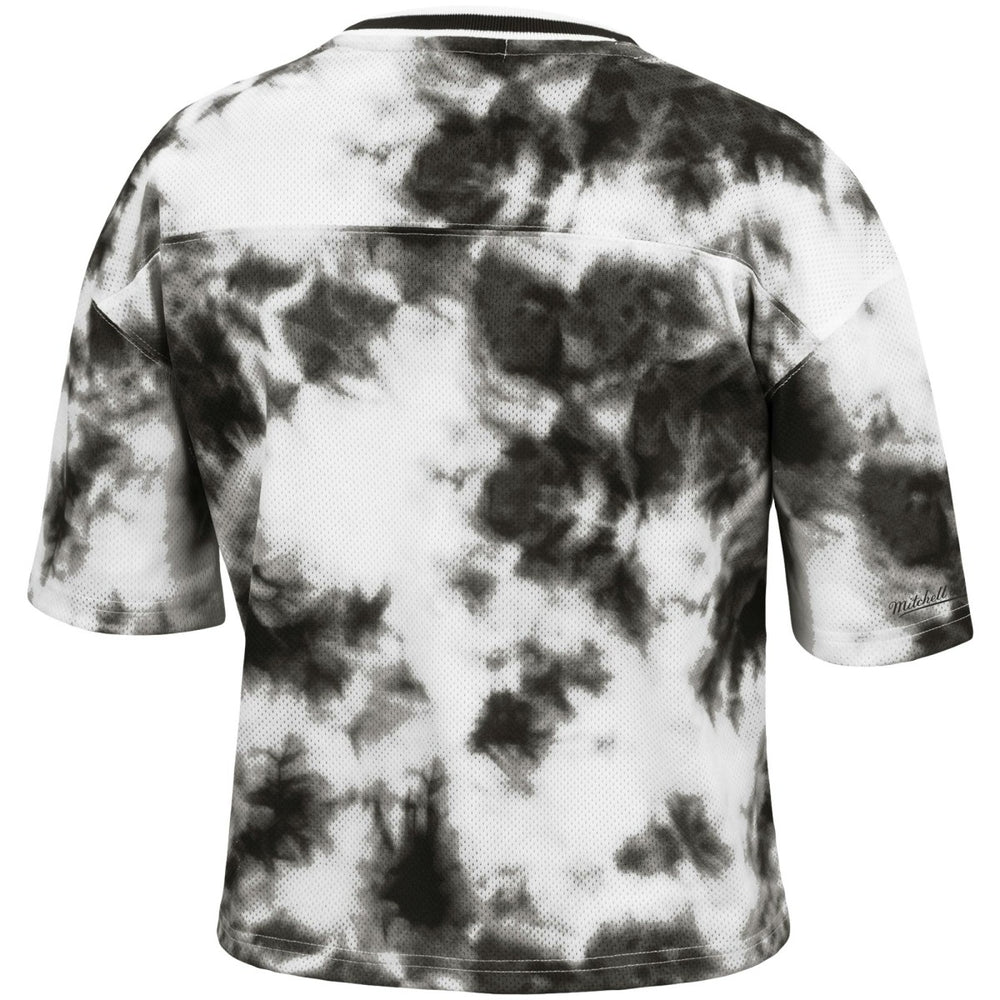 Toronto Raptors Women's Hardwood Classics Tie-Dye Cropped T-Shirt Black/White