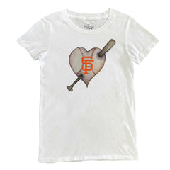 San Francisco Giants Tiny Turnip Women's Heart Bat T-Shirt - White T-shirts