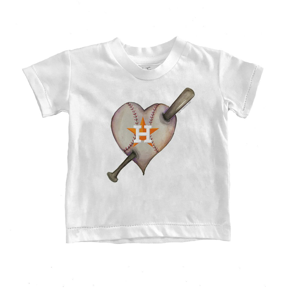 Houston Astros Tiny Turnip Youth Heart Bat T-Shirt - White T-shirts