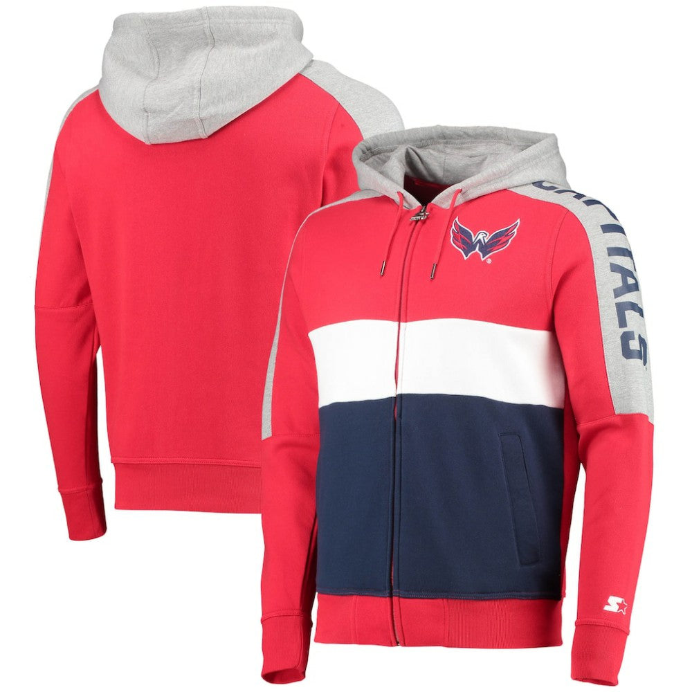 NHL Washington Capitals Starter Playoffs Color Block Full-Zip Hoodie - Red/Navy