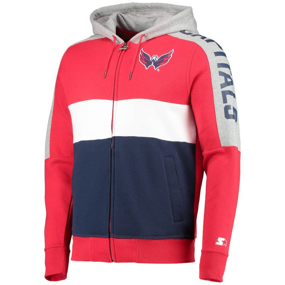 NHL Washington Capitals Starter Playoffs Color Block Full-Zip Hoodie - Red/Navy