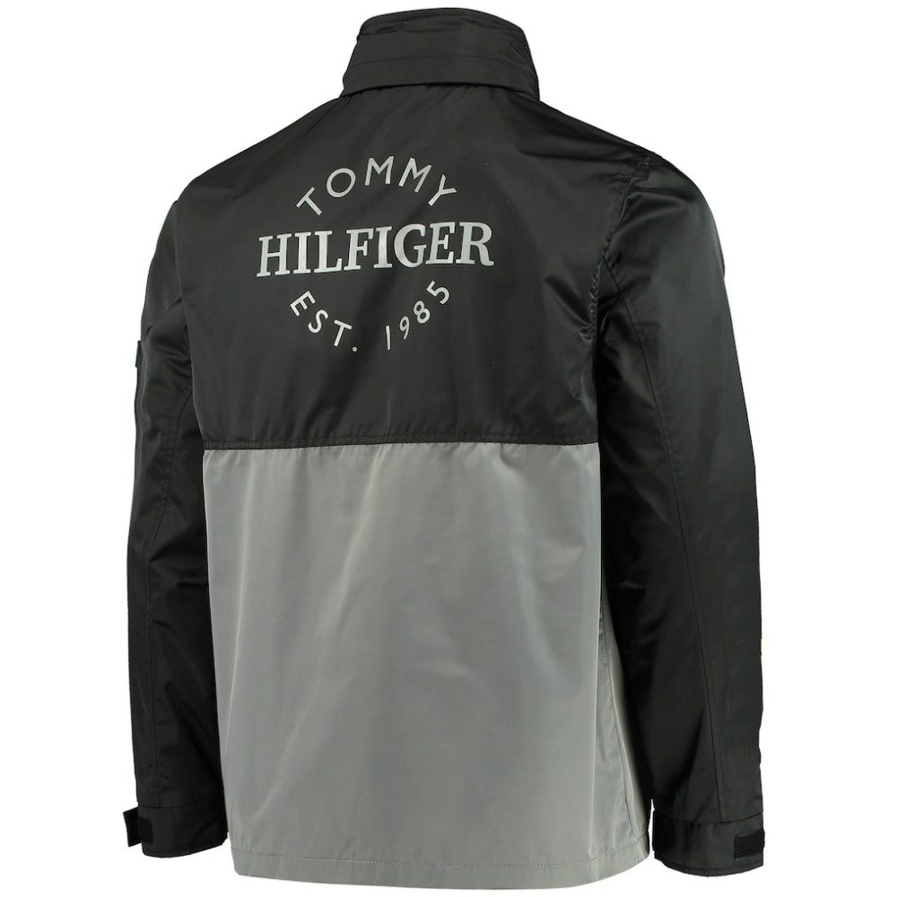 NHL Philadelphia Flyers Tommy Hilfiger Anorak Quarter-Zip Hoodie Jacket - Black/Gray