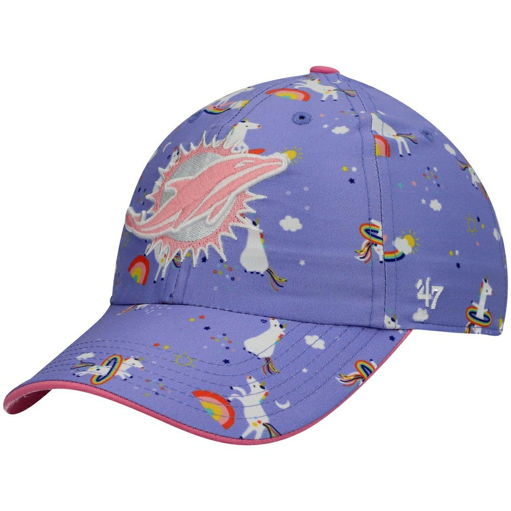 Miami Dolphins '47 Girls Preschool Unicorn Clean Up Adjustable Hat Purple