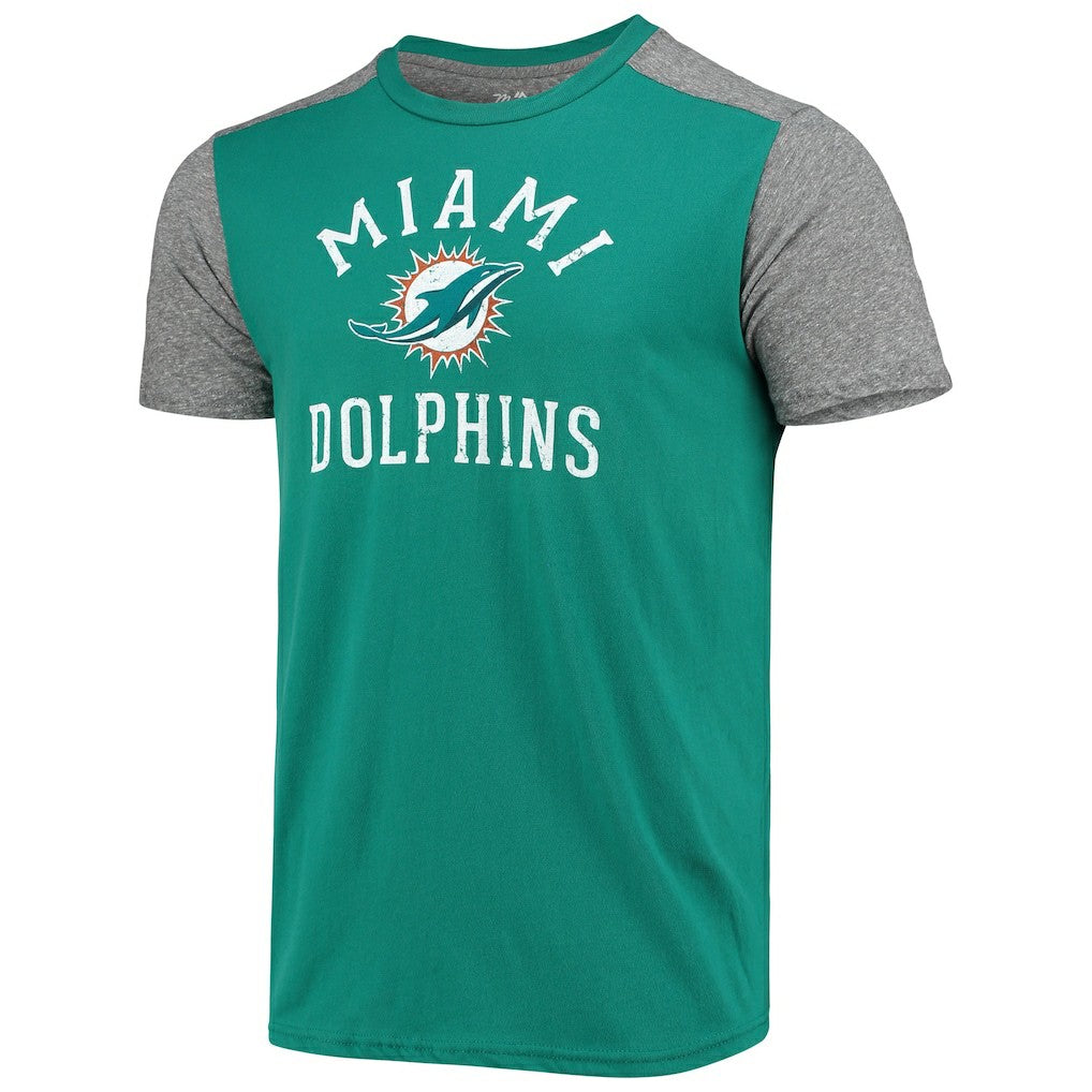 Miami Dolphins Majestic Threads Field Goal Slub T-Shirt Aqua/Gray