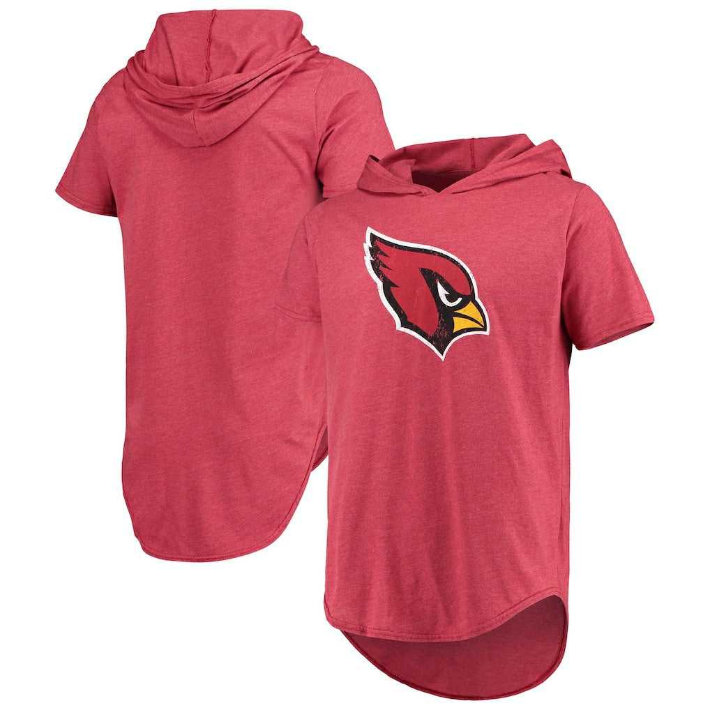Arizona Cardinals Majestic Threads Primary Logo Tri-Blend Hoodie T-Shirt Cardinal