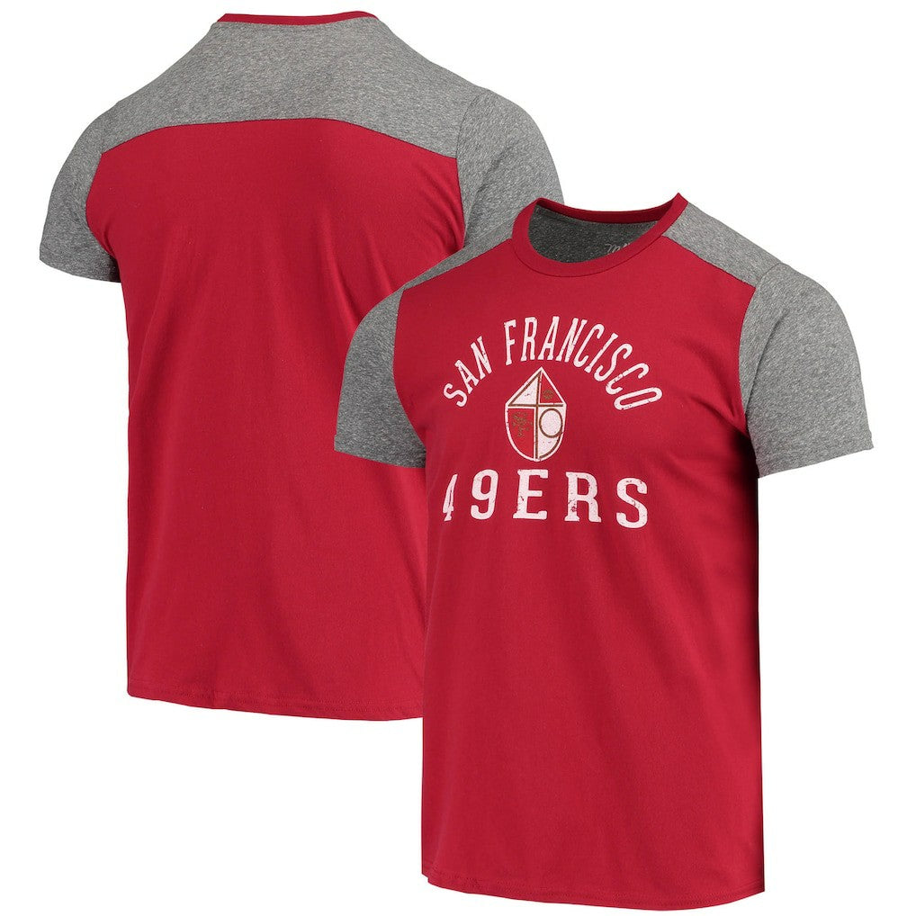 San Francisco 49ers Majestic Threads Gridiron Classics Field Goal Slub T-Shirt Scarlet/Heathered Gray