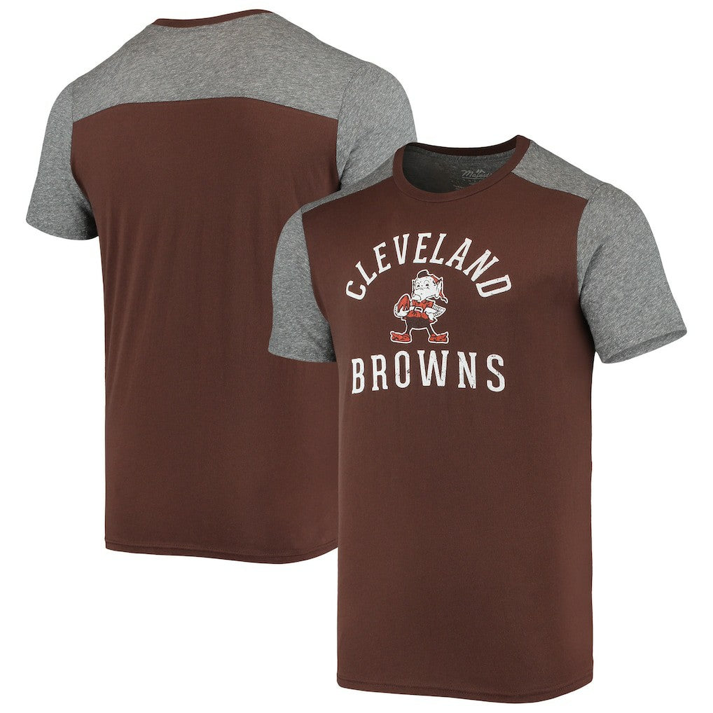 Cleveland Browns Majestic Threads Brownie The Elf Gridiron Classics Field Goal Slub T-Shirt Brown/Heathered Gray