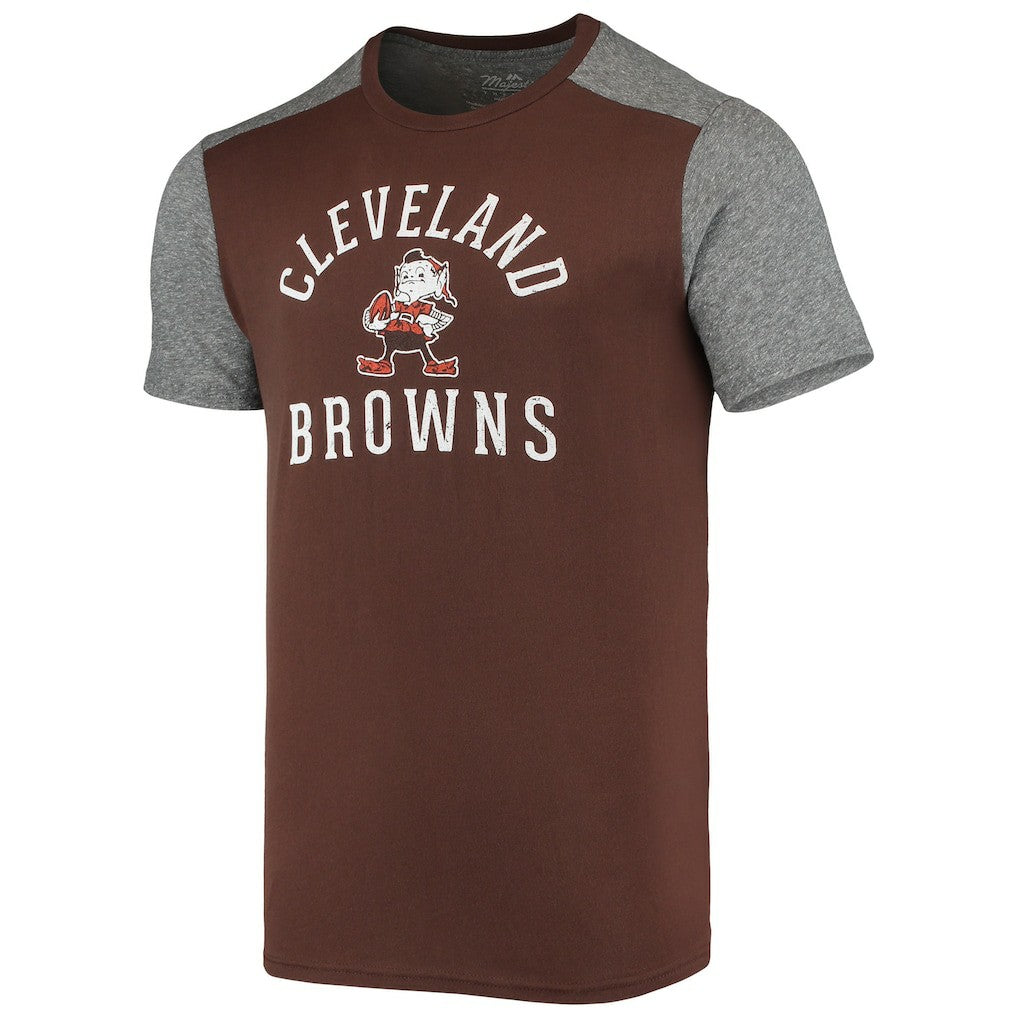 Cleveland Browns Majestic Threads Brownie The Elf Gridiron Classics Field Goal Slub T-Shirt Brown/Heathered Gray