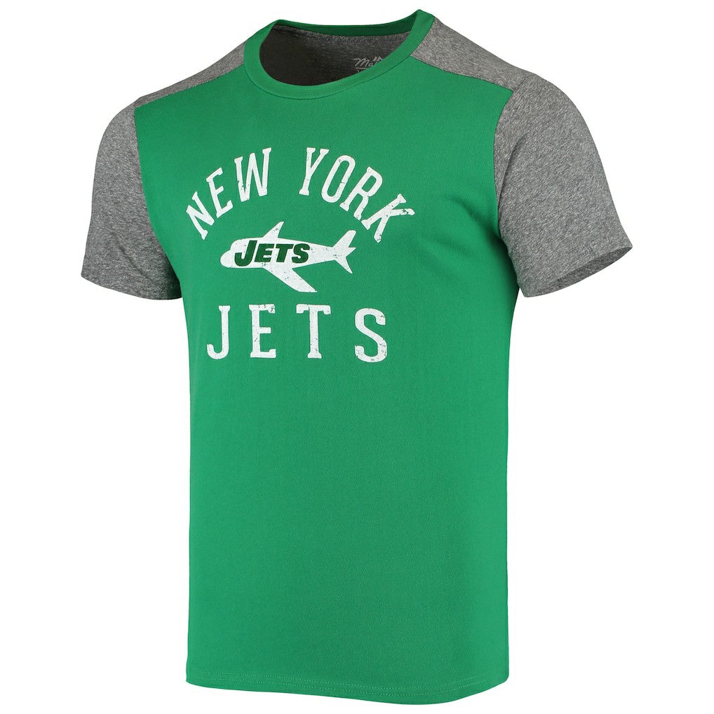 New York Jets Majestic Threads Gridiron Classics Field Goal Slub T-Shirt Kelly Green/Heathered Gray