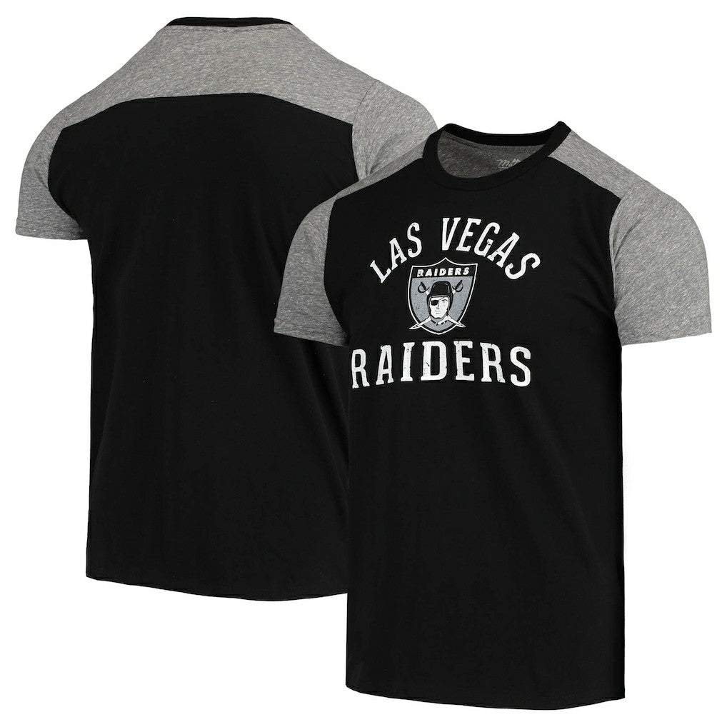 Las Vegas Raiders Majestic Threads Gridiron Classics Field Goal Slub T-Shirt Black/Heathered Gray
